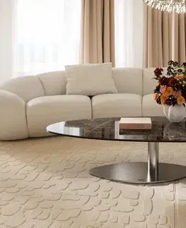 Konferenčné stolíky DELIFE Konferenčný stolík Edge oválny 140x75 cm keramika Laminam® Emperador Extra Lucidato tmavohnedá Vibany nerezová oceľ kefovaná
