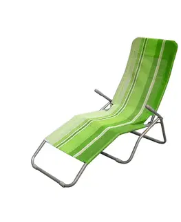Záhradný nábytok Happy Green Plážové skladacie ležadlo pruh zelená, 