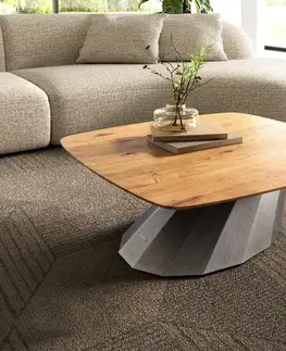 Konferenčné stolíky DELIFE Konferenčný stolík Edge zaoblený 90x90 cm dub prírodný švajčiarska hrana Parabi metalická strieborná