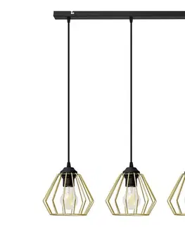 Svietidlá  Luster na lanku AGAT 3xE27/15W/230V zlatá/čierna W-L 1300/3 BK-B +GO MAT