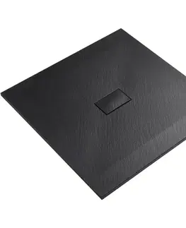 Vane CERANO - Sprchová vanička čtvercová FlexiCut - SMC/minerální kompozit - upravitelná - černá matná - 100x100x3  CER-666058