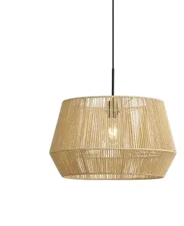 Závesné svietidlá Hanglamp zwart met beige papieren touw kap 50/50/30 - Combi 1