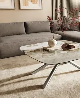 Konferenčné stolíky DELIFE Konferenčný stolík Edge zaoblený 90x90 cm keramika Minas Melange Sarity nerezová oceľ kefovaná