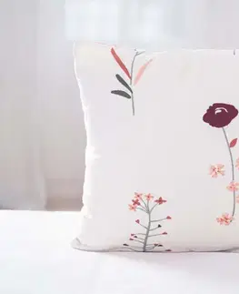 Dekoračné obliečky MKLozkoviny.sk Bavlnená obliečka na vankúš Renforcé 40 × 40 cm - Vlčie maky bežové L02-  -