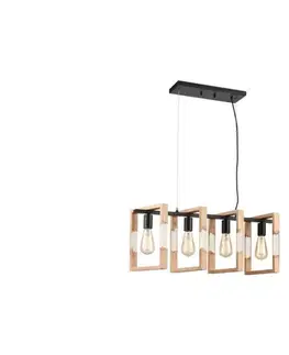 Svietidlá  114001 - Luster na lanku SERIES 4xE27/11W/230V drevo/čierna 114001