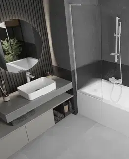 Sprchové dvere MEXEN/S - Next L vaňová zástena FIX 60 x 150, prúžky, biela 895-060-000-03-09-20