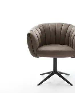 Jedálenské stoličky DELIFE Jedálenská stolička Jada-Flex mikrovlákno taupe vintage krížová podstava čierna 360° otočný hojdacia funkcia vrecková pružina