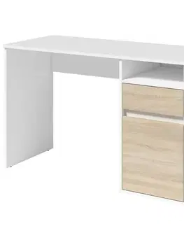 Moderné kancelárske stoly Písací stôl Billa 1d1sz 60 Nfsc B Biela/Sonoma