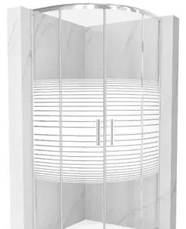 Vane MEXEN/S - Rio štvrťkruhový sprchovací kút 70 x 70, dekor/mráz, chróm + vanička Rio 863-070-070-01-20-4710
