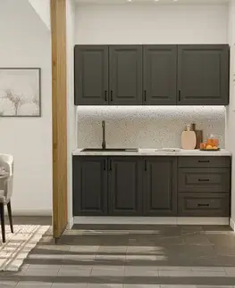 Modulový kuchynský nábytok Kuchynská linka Stilo Grafit/Biely 180cm bez pracovnej dosky