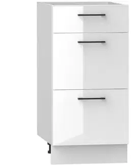 Kuchynské skrinky stojace Kuchynská skrinka Oscar D40s/3 biely lesk/biela
