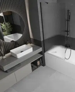 Sprchové dvere MEXEN/S - Next vaňová zástena FIX 80 x 150, prúžky, čierna 895-080-000-00-09-70