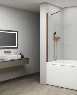 Sprchové dvere POLYSAN - FISA vaňová zástena 800x1500, meď mat, číre sklo FS1082-PG