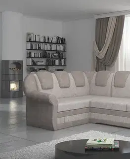 Sedacie súpravy NABBI Latino II L rohová sedačka s rozkladom a úložným priestorom béžová / svetlohnedá