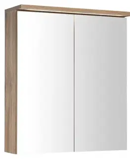 Kúpeľňový nábytok AQUALINE - KAWA STRIP Galérka s LED osvetlením 60x70x22cm, dub emporio WGL36S