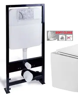 Závesné wc sety PRIM predstenový inštalačný systém bez tlačidla + WC INVENA LIMNOS /VÍROVÉ SPLACH/ WITH SOFT  se sedlem RIMLESS PRIM_20/0026 X LI1