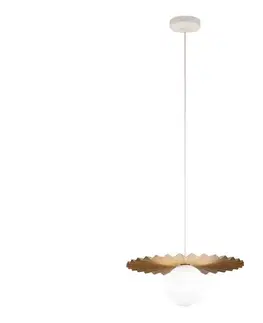 Svietidlá  Závesné svietidlo na lankách SUNPLISS 1xG9/10W/230V, priemer 35 cm, zlatá/krémová W-KM 358080/1 SAND+GO