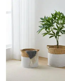 Taburetky Eglo 426584 - SADA 2x dekoračných košov NANAE 30x31 cm biela/béžová 426584