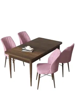 Jedálenské sety Dining Table & Chairs Set (5 Pieces) Arp - Baroque, Pink