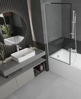 Sprchové dvere MEXEN/S - Next L vaňová zástena FIX 80 x 150, čierna vzor, biela 895-080-000-03-70-20