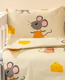 Obliečky 4home Detské bavlnené obliečky do postieľky Little mouse, 100 x 135 cm, 40 x 60 cm