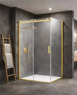 Sprchovacie kúty HOPA - Pevná bočná stena PANEL BELVER GOLD NEW - Farba rámu - Zlatá, Pevná stena - 90 Smer zatvárania - Univerzálna Ľavé / Pravé, Výplň - Číre bezpečnostné sklo - 8 mm BCBELV90PSBGCN