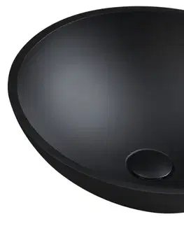 Umývadlá SAPHO - TELICA sklenené umývadlo na dosku priemer 42cm, čierná mat TY181B