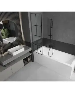Sprchové dvere MEXEN/S - Next L vaňová zástena FIX 50 x 150, čierna vzor, grafit metal 895-050-000-03-77-95