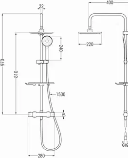 Sprchy a sprchové panely MEXEN/S - KT40 Sprchový stĺp s termostatickou batériou bielej 771504093-20