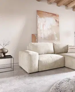 Rohové sedacie súpravy DELIFE Rohová pohovka Lanzo 230x155 cm manšester béžová variabilné ležadlo