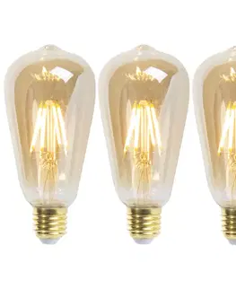 LED osvetlenie Sada 3 stmievateľných LED žiaroviek E27 ST64 Goldline 5W 380lm 2200K