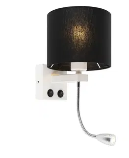 Lampy Moderná nástenná lampa biela s čiernym tienidlom - Brescia