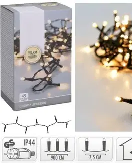 Vianočné osvetlenie Kinekus Svetlo vianočné 120 LED teplé biele, 9 m, s časovačom, s funkciami, vonkajšie/vnútorné