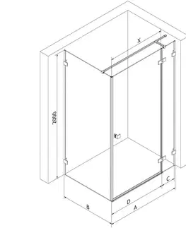 Sprchovacie kúty MEXEN/S - Lunar T sprchovací kút dvere krídlové pravá 125 x 100, transparent, meď kartáčovaná 834T-125-100-65-00-P