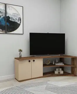 TV stolíky KANSAS rohový TV stolík, orech svetlý / béžová