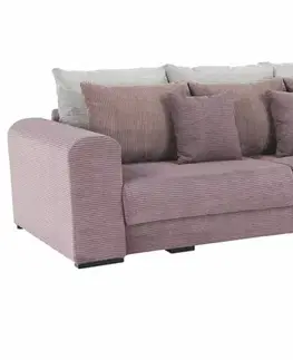 Pohovky a gauče KONDELA Gilen Big Sofa rozkladacia pohovka s úložným priestorom fialová / staroružová / béžová