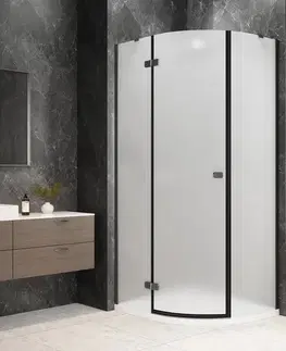 Sprchové dvere POLYSAN - GLOBE GUN METAL štvrťkruhová sprchová zástena 1000x800, matné sklo, ľavá GB2180MLGM