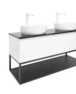 Kúpeľňový nábytok Kúpeľňová skrinka s kamennou krycou doskou SAT B-Way 119x30x45 cm biela lesk BWAY120WU2B2BF BWAY120WU2B2BF