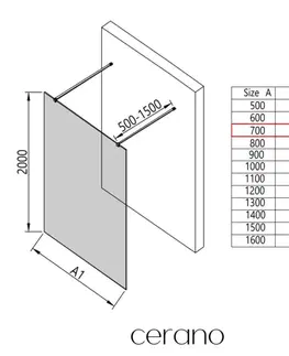 Sprchové dvere CERANO - Sprchová zástena Walk-in Onyx Duo Ľ/P - 8 mm - hranatá vzpera - čierna matná, bronzové sklo - 70x200 CER-687853