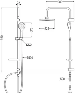 Sprchy a sprchové panely MEXEN/S - Erik sprchový stĺp vrátane sprchovej batérie Zero, chróm 71140205-00
