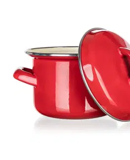 Hrnce Banquet Smaltovaný hrniec s pokrievkou Milton red, 12 cm, 0,78 l, 12 cm