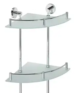 Kúpeľňový nábytok SAPHO XR606 X-Round E skl. polička roh. trojitá s hrazdou, 27 x 66 x 27 cm