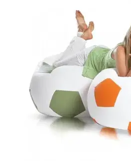 Sedacie vaky a kocky Sedací vak lopta sport l ekokoža 325l TiaHome - Oranžová