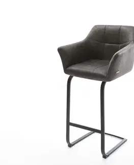 Barové stoličky DELIFE Barová stolička Yulo-Flex vintage antracitová jedálenská stolička plochý kov