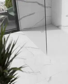 Vane MEXEN/S - Stone+ obdĺžniková sprchová vanička 180 x 70, biela, mriežka biela 44107018-W