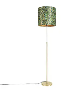 Stojace lampy Stojaca lampa zlatá/mosadzná s tienidlom z velúru Peacock 40/40 cm - Parte