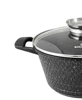 Hrnce Kinekus Hrniec hliníkový + pokrievka 1,3L, 16x8cm, DIAMANT 3D, čierny