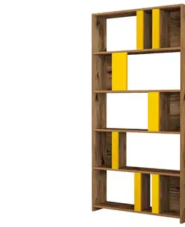 Knižnice Knižnica Lima - Walnut, Yellow