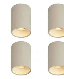 Bodove svetla Sada 4 moderných béžových prisadených bodových svetiel GU10 50 mm okrúhle - Deep