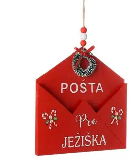 Vianočné dekorácie Kinekus Ozdoba závesná obálka 16x15x1,3 cm červená